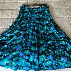 Blue and green midi skirt